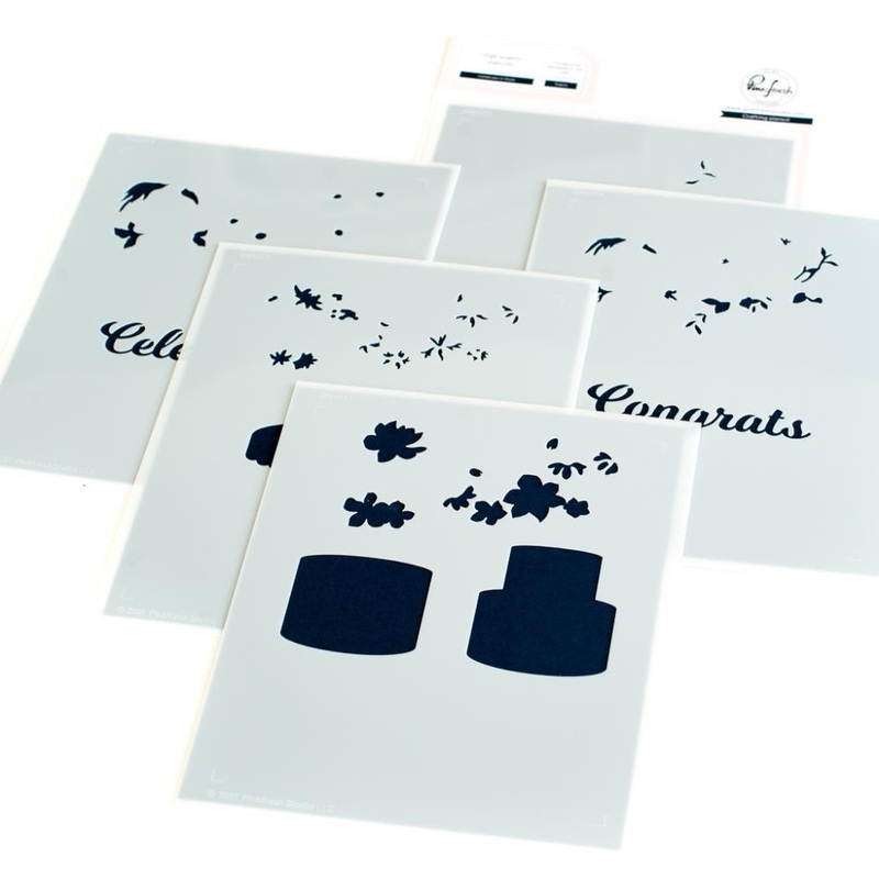 Pinkfresh Studio Stencils 4.25X5.25 5/Pkg Celebrate In Style Layering