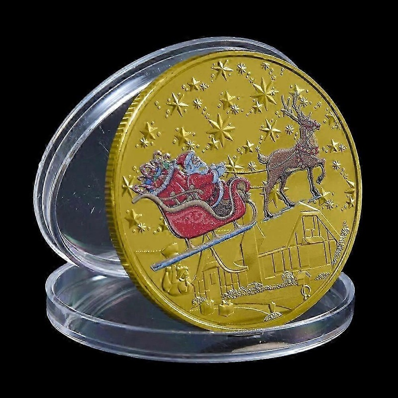 Spot Santa Claus Commemorative Gold Coin Color Relief Commemorative Medallion Christmas Gift Commemorative Coin Coins Decoration