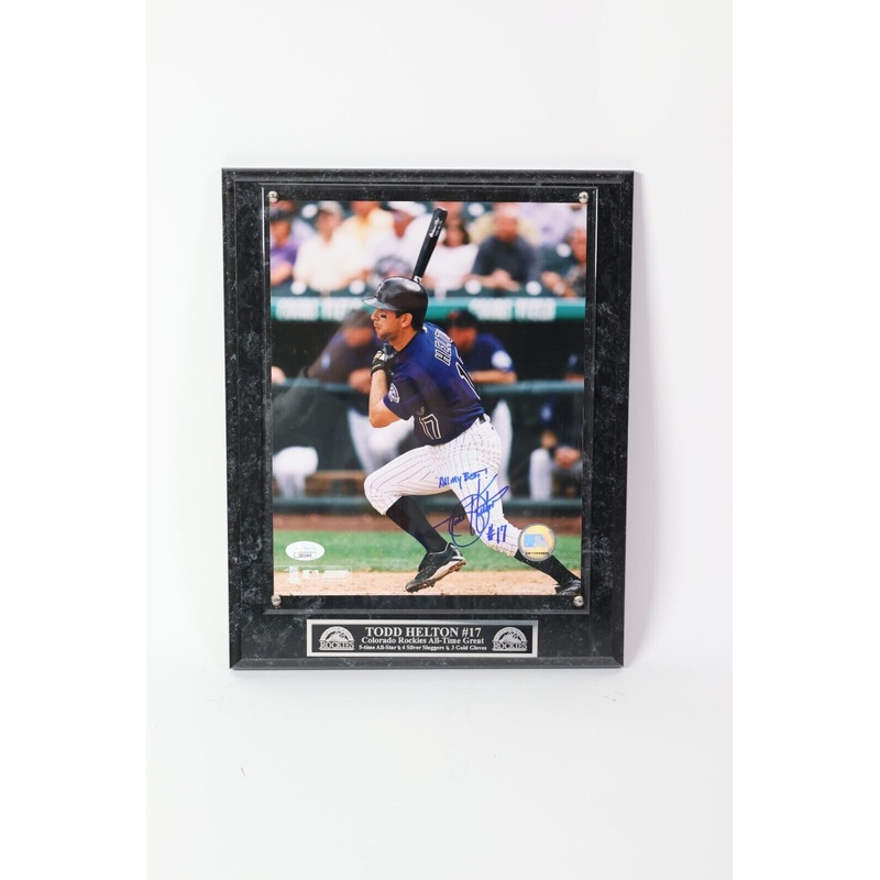 Todd Helton Autographed 8×10 Photo Inscribed All My Best! with Plaque JSA COA