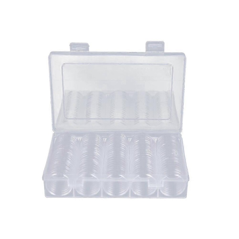 100 Pcs Clear Stand Clear Organizer Box Round Plastic Coin Case Coin Collection Holder Coin Collection Cases