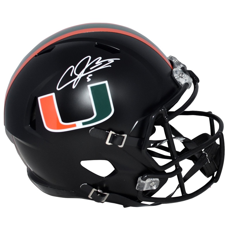 ANDRE JOHNSON AUTOGRAPHED MIAMI HURRICANES BLACK FULL SIZE SPEED HELMET JSA