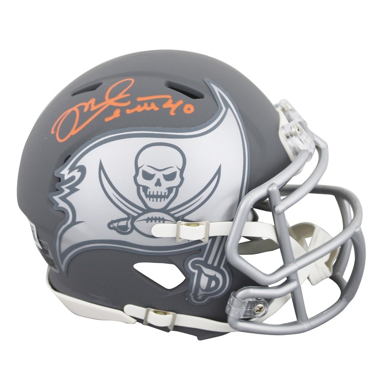 Buccaneers Mike Alstott Authentic Signed Slate Speed Mini Helmet BAS Witnessed