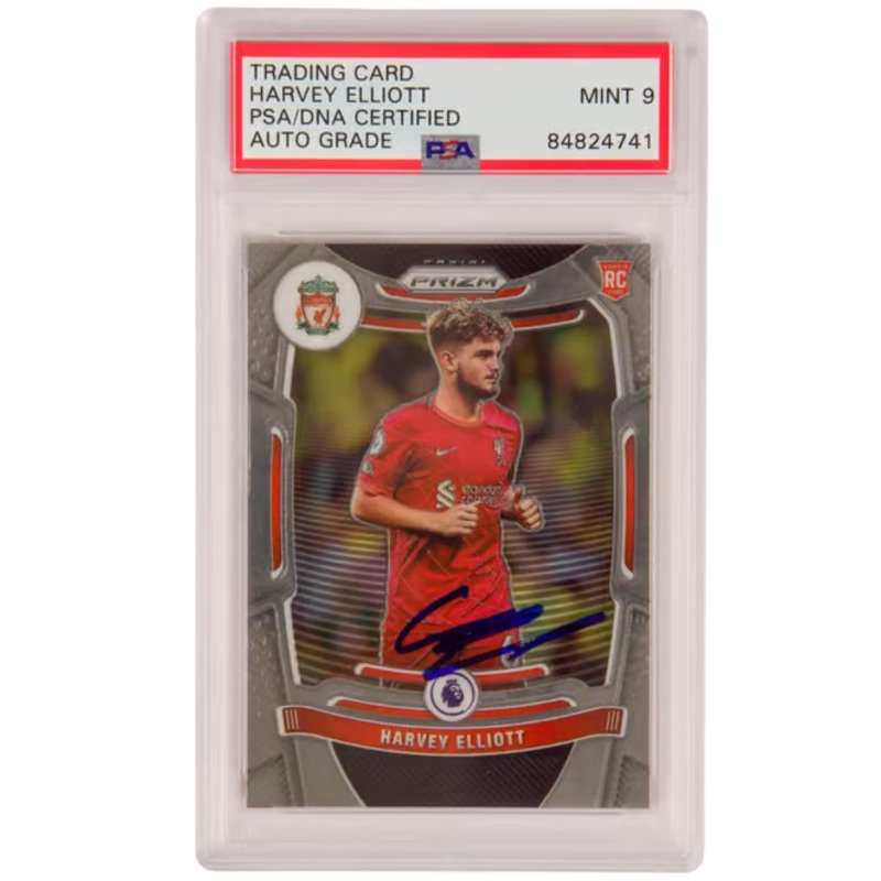 Harvey Elliott Signed 2021-22 Panini Prizm Premier League #87 – PSA 9 Autograph