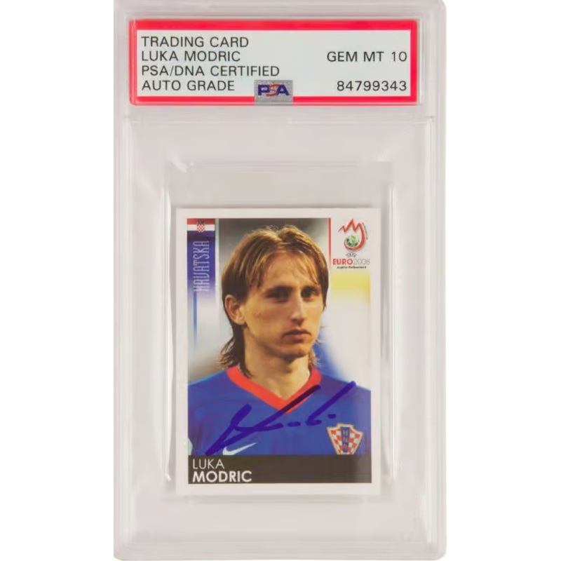 Luka Modric Signed 2008 Panini UEFA Euro Croatia Sticker #194 – PSA 10