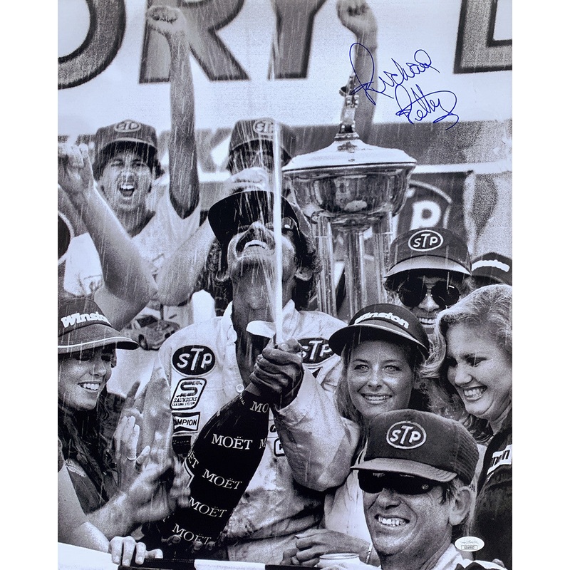 Richard Petty Signed 16×20 Nascar Champagne Photo JSA Hologram 37046