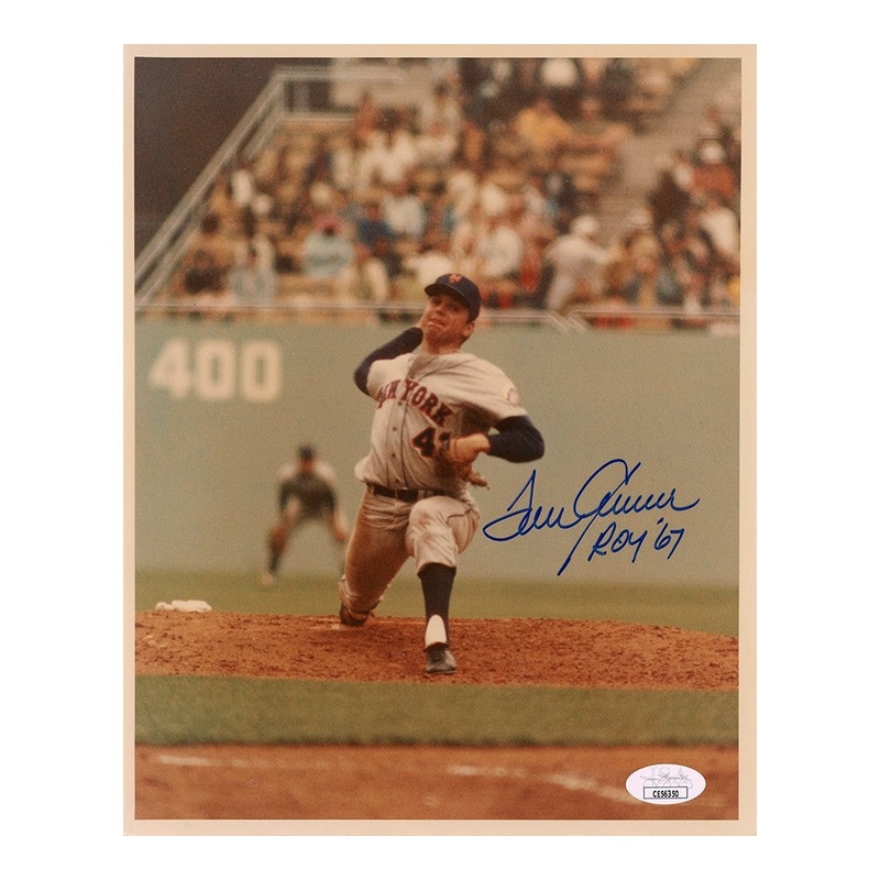 Tom Seaver Signed New York Mets Unframed 8×10 Color Pitching MLB Photo – ROY ’69