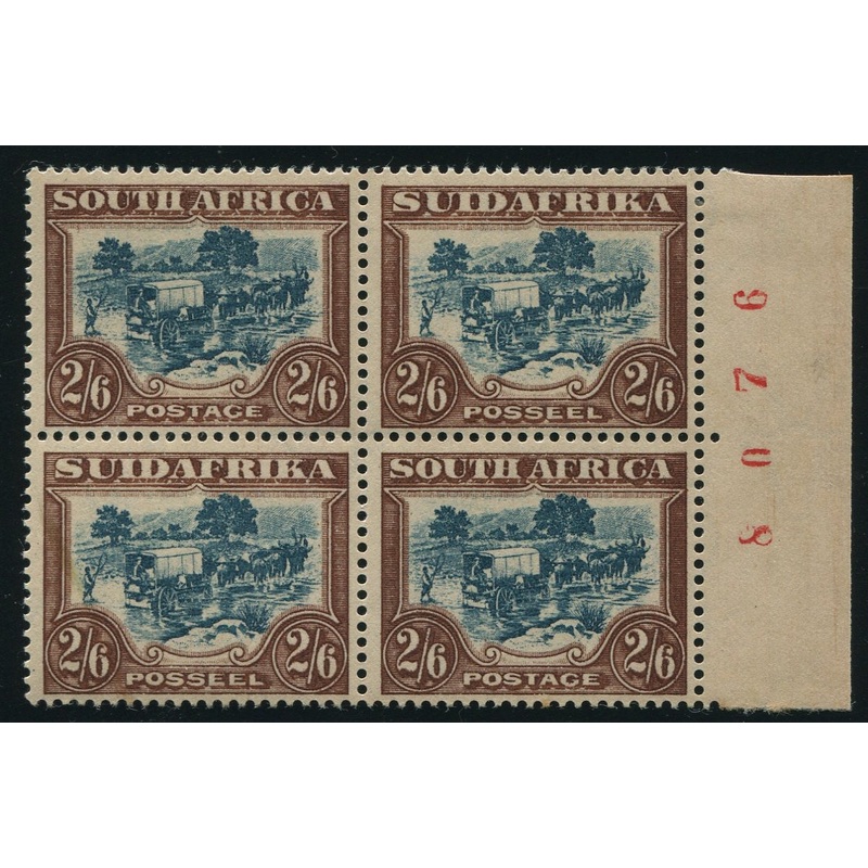1945 ROTO 2/6  BROWN &  BLUE SHEET NUMBER BLOCK- MINT – SACC 50a