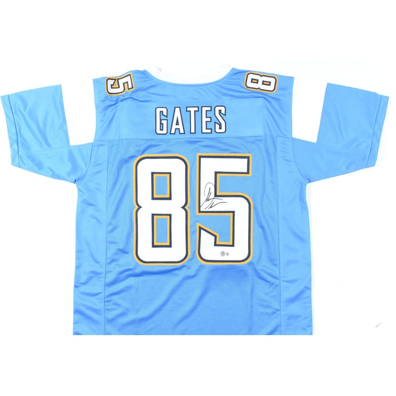 Antonio Gates Autographed Light Blue Pro Style Jersey- Beckett W Hologram *Black