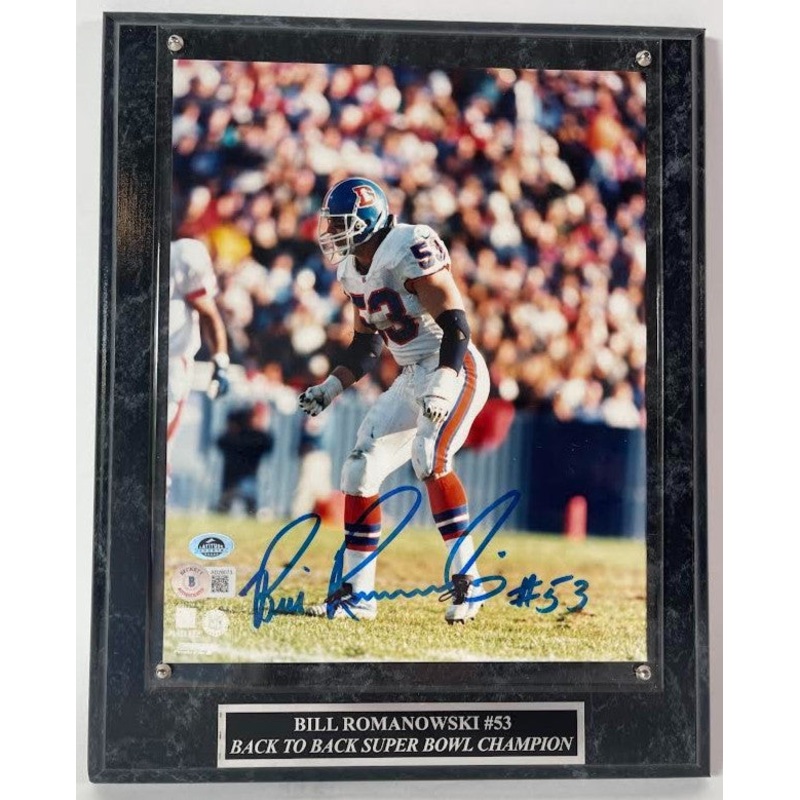 Bill Romanowski Autographed 8×10 Photo with Plaque Beckett COA