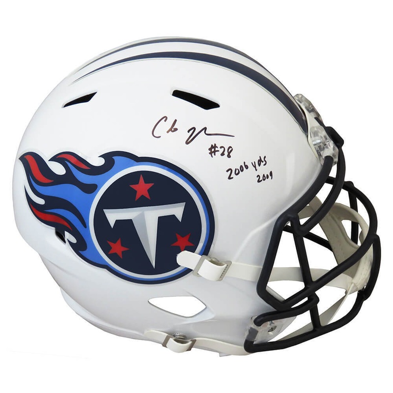 Chris Johnson Signed Titans T/B Riddell F/S Rep Speed Helmet w/Insc (SS COA)