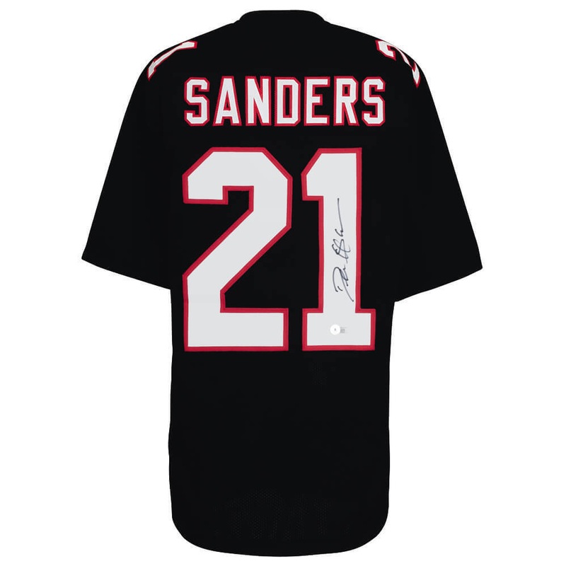 Deion Sanders Signed Black T/B Custom Football Jersey (BECKETT COA)