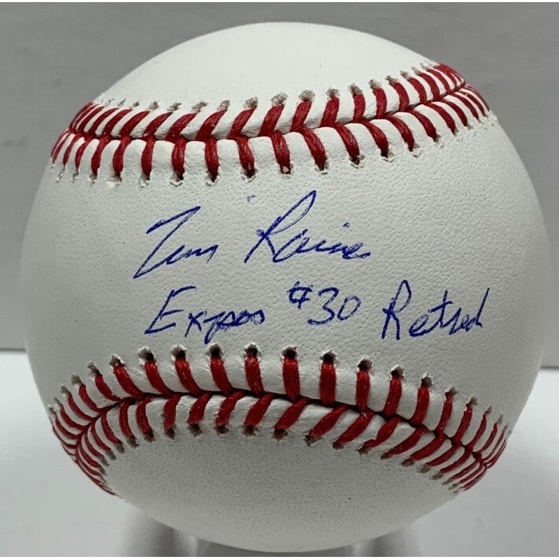 Expos Hall of Famer TIM RAINES Signed Baseball AUTO w/ Expos #30 Retired – JSA