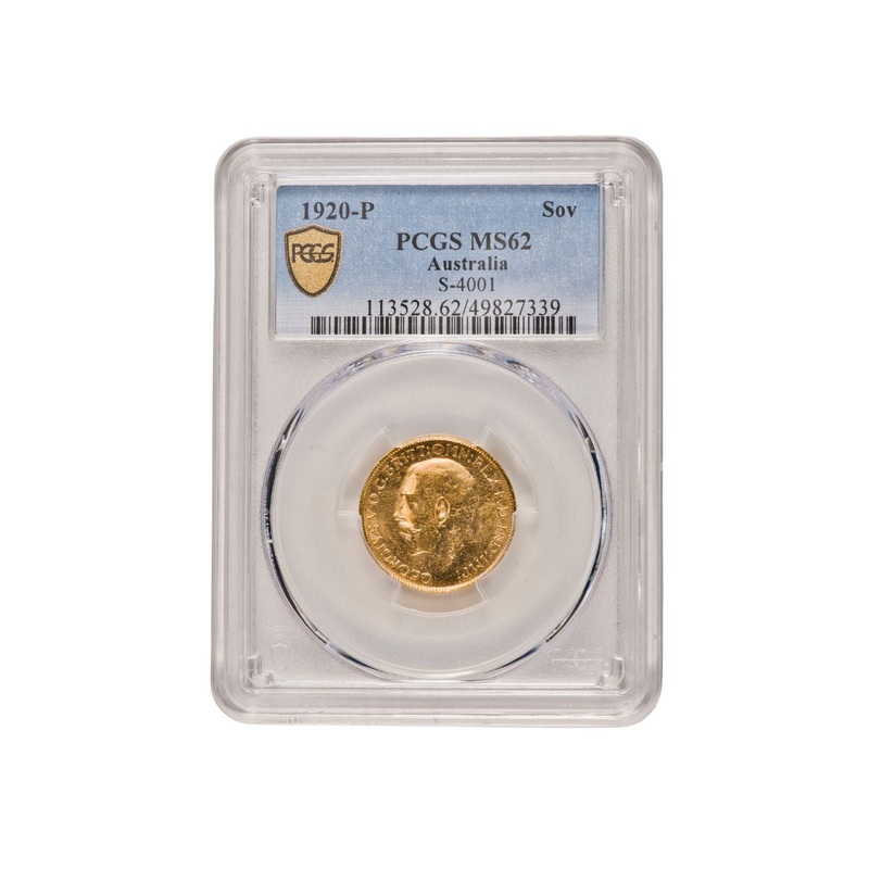 George V 1920P Gold Sovereign PCGS MS62 (Uncirculated)