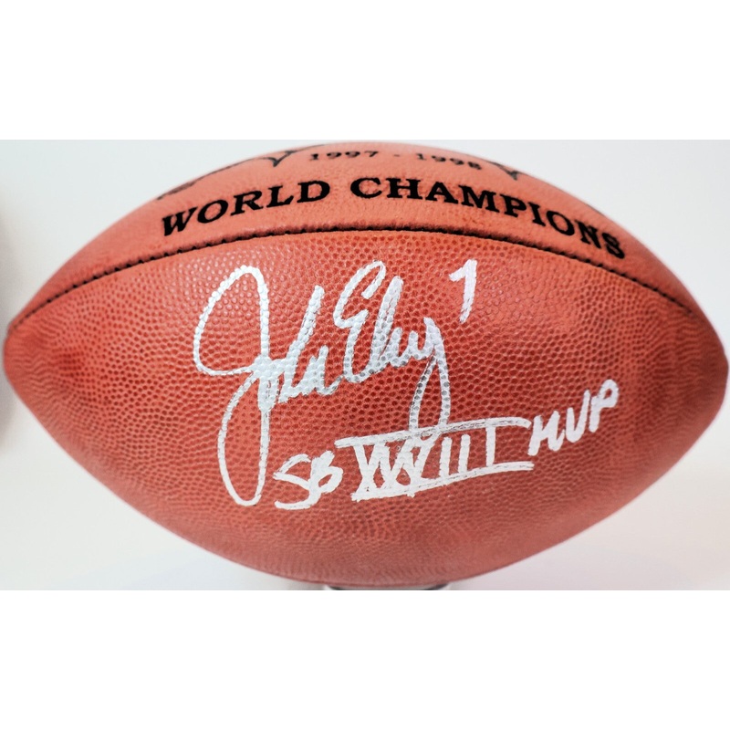 John Elway Autographed Denver Broncos NFL Game Ball w/ Inscription Beckett COA