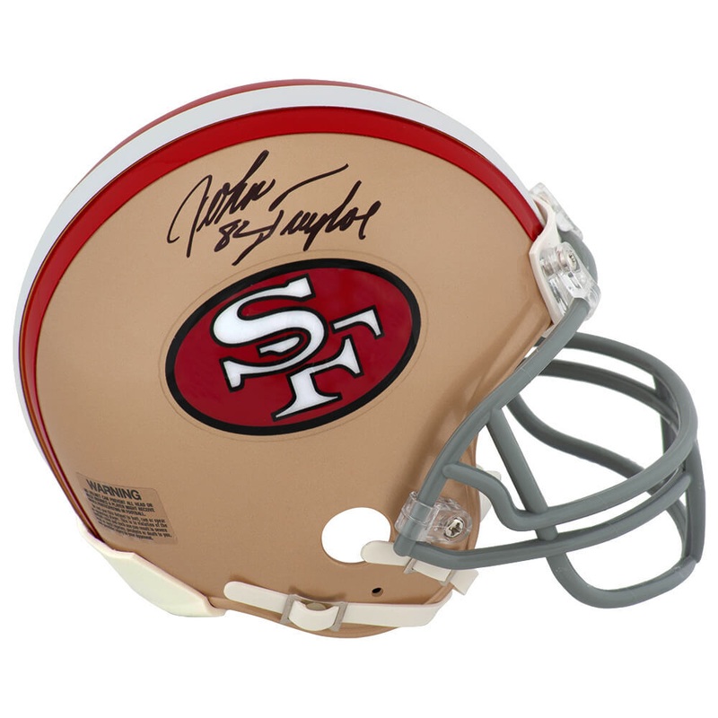 John Taylor Signed San Francisco 49ers T/B Riddell (VSR4) Mini Helmet – (SS COA)