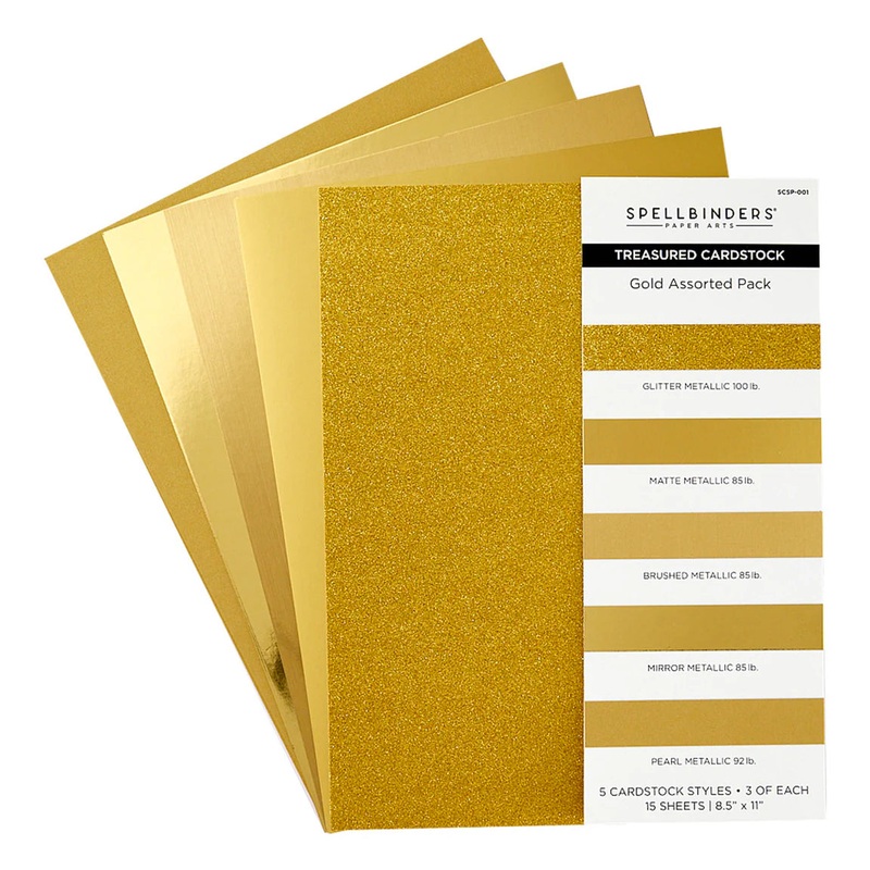 Spellbinders Gold Assortment Treasured Cardstock 8 1/2 X 11 – 15 Pack