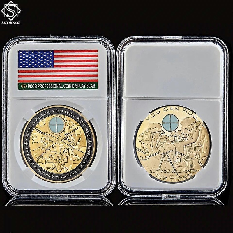 United States Military Skull Sniper Police Army Die Tired American Challenge Collectible Coins