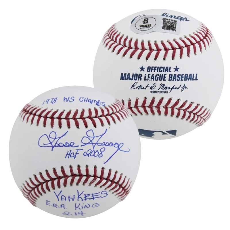 Yankees Goose Gossage 3x Insc ERA King 2.14 Signed Oml Baseball BAS Witnessed