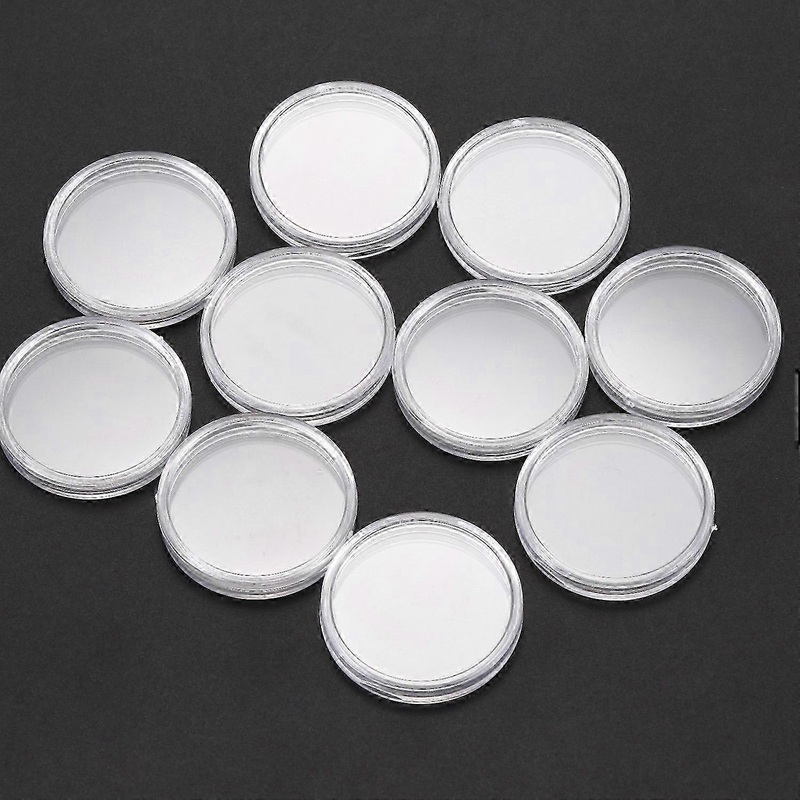 10 pcs Small round transparent plastic coin capsules box 30mm