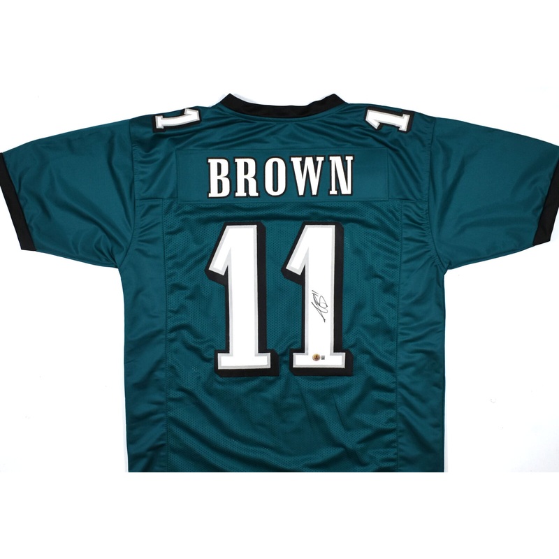 A.J. Brown Autographed Green Pro Style Jersey – Beckett W Hologram *Black R1