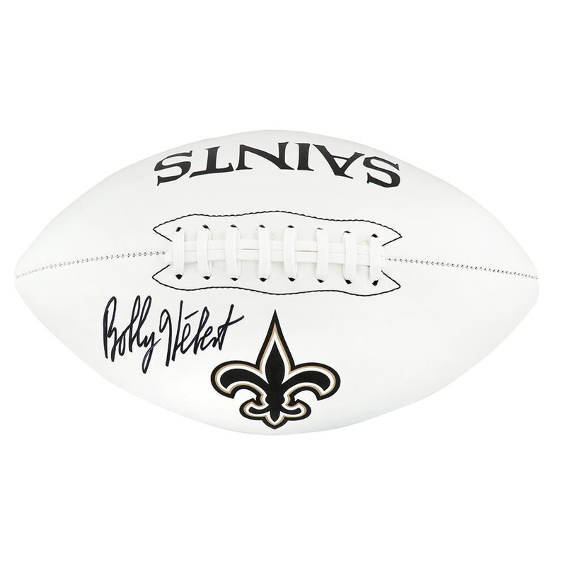 Bobby Hebert Signed Saints Franklin White Logo Football – (SCHWARTZ SPORTS COA)