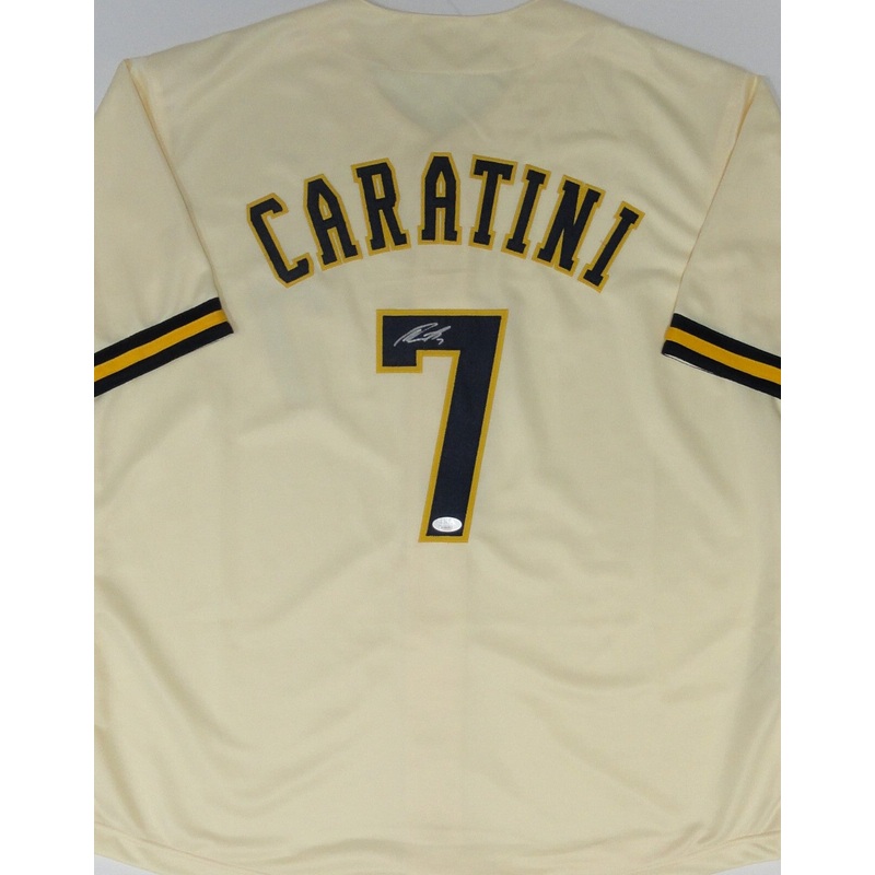 Brewers Catcher VICTOR CARATINI Signed Custom Replica Cream Jersey AUTO JSA