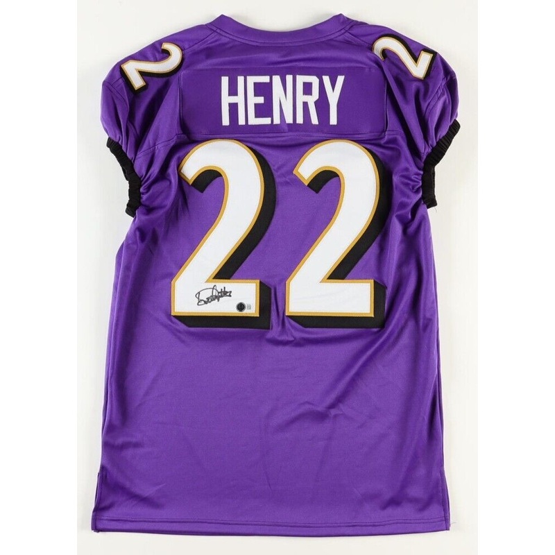 Derrick Henry Signed Baltimore Ravens Purple Pro Cut Jersey (Beckett) Ex-Bama RB