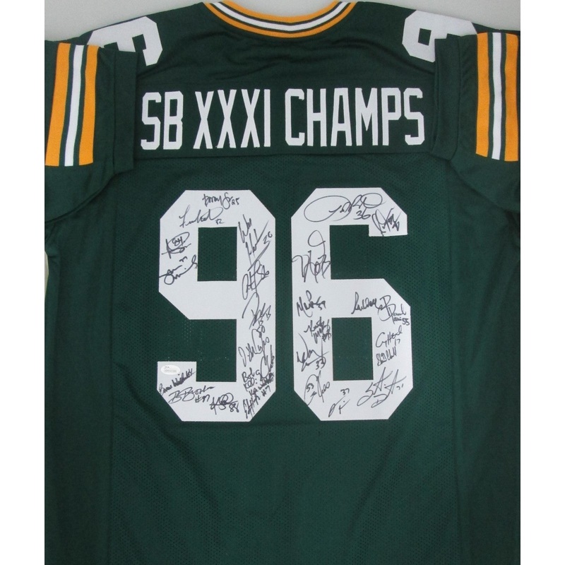 Packers SB XXXI TEAM Signed Custom Rep Jersey AUTO w/ 28 Sigs BUTLER LEVENS+ JSA