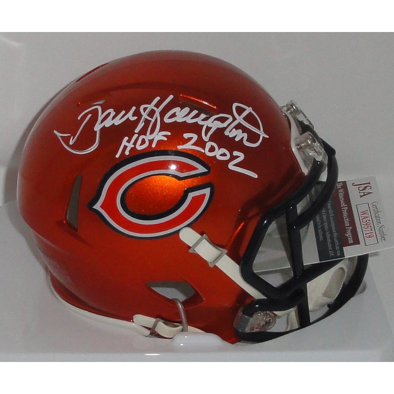 Bears Hall of Famer DAN HAMPTON Signed FLASH Mini Helmet AUTO w/ HOF 02 – JSA