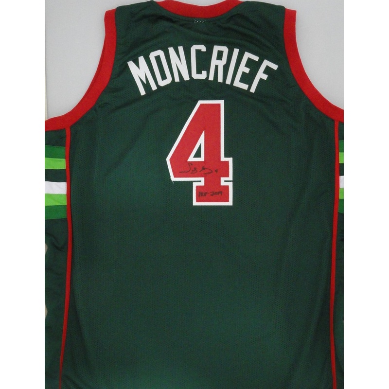 Bucks SIDNEY MONCRIEF Signed Custom Replica Green Jersey #1 AUTO w/ HOF