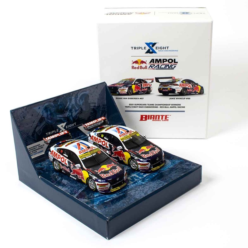 HOLDEN ZB COMMODORE – RED BULL AMPOL RACING – VAN GISBERGEN/WHINCUP – 2021 TEAMS CHAMPIONSHIP WINNER TWIN SET – 1:43 Scale Diecast Model Car