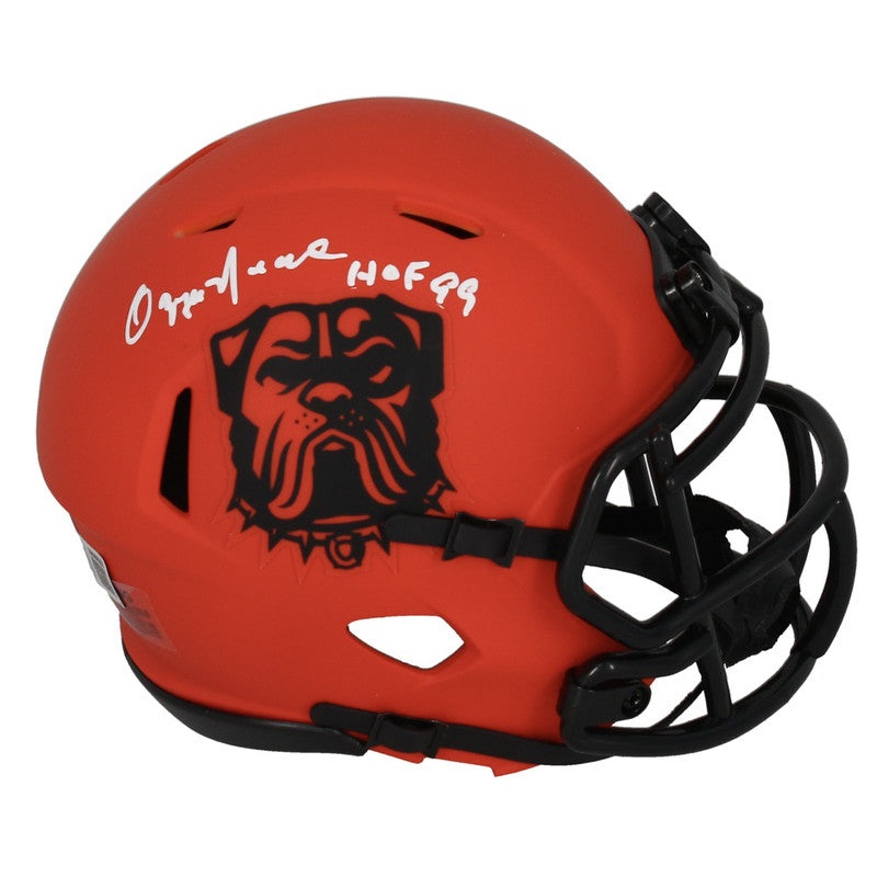 Ozzie Newsome Autographed HOF 99 Browns ‘RAVE’ Mini Speed Helmet Beckett
