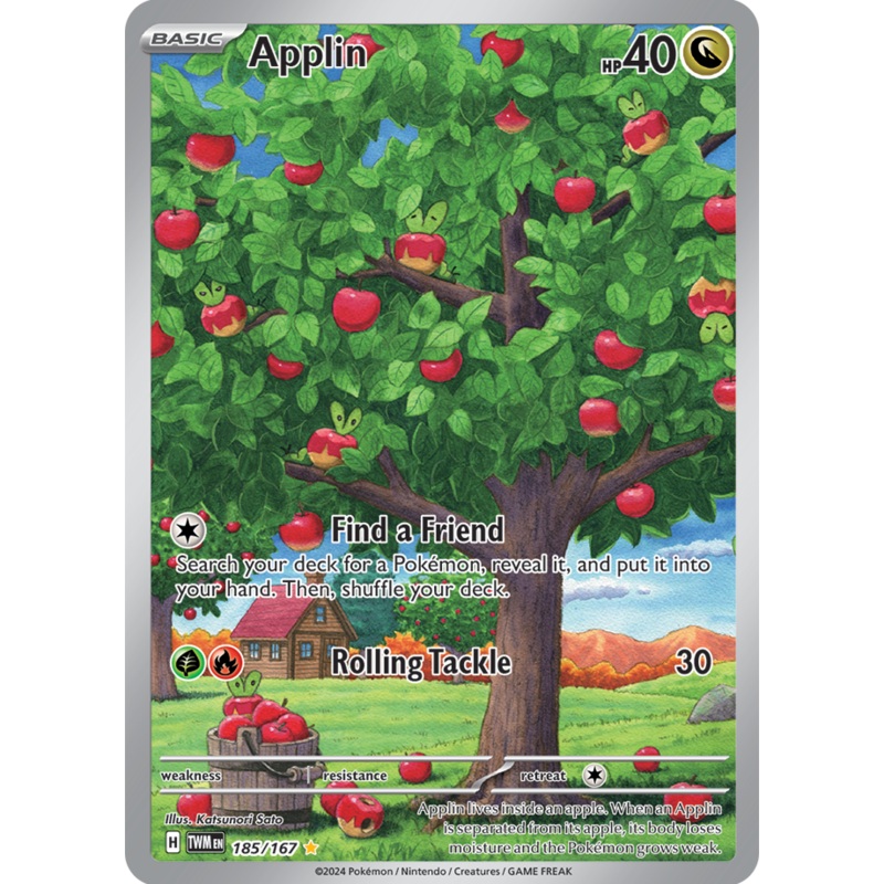 Pokemon Scarlet and Violet Twilight Masquerade Applin #185/167 Illustration Rare Holo Trading Card