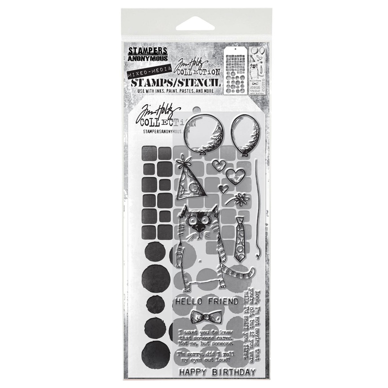 Stampers Anonymous Media #9 Tim Holtz Clear Stamp and Stencil