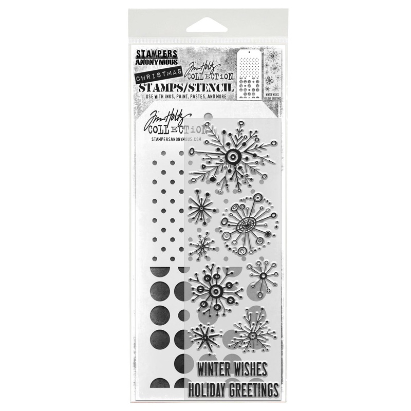 Stampers Anonymous Retro Flakes Tim Holtz Clear Stamp and Stencil