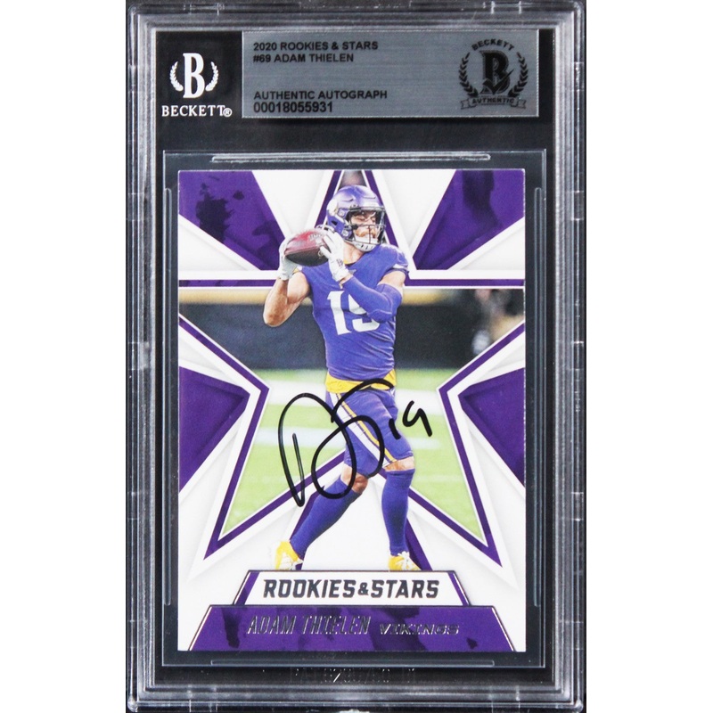 Vikings Adam Thielen Signed 2020 Rookies & Stars #69 Card BAS Slabbed 2