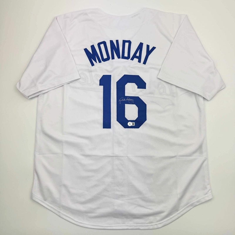 Autographed/Signed Rick Monday Los Angeles LA White Baseball Jersey Beckett COA