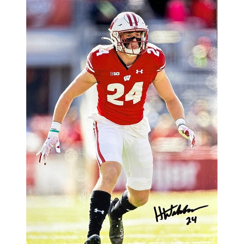 Badgers Safety HUNTER WOHLER Signed Wisconsin 8×10 photo #1 AUTO