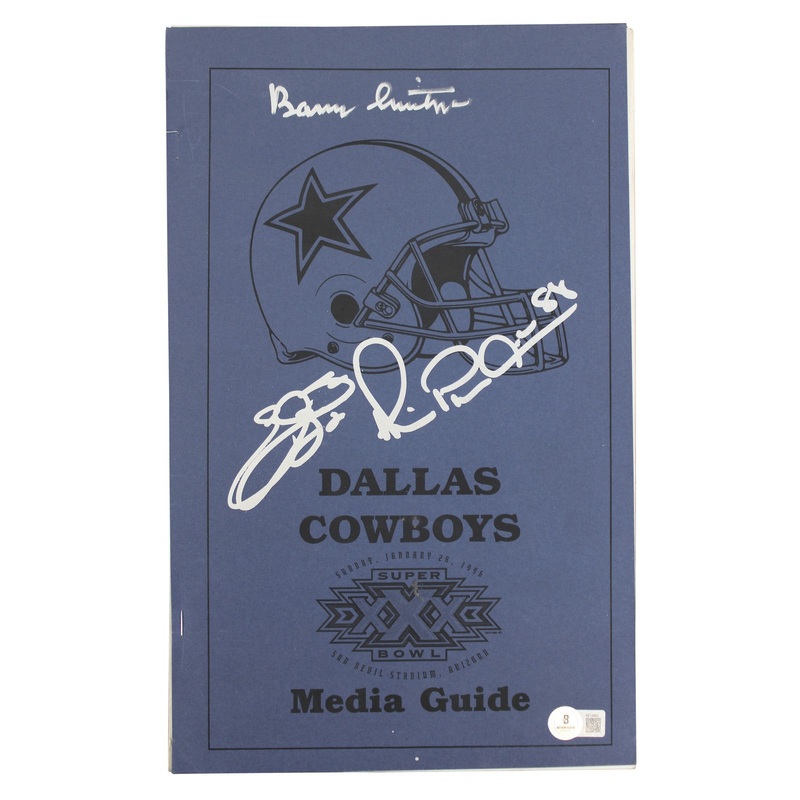 Cowboys (3) Smith, Irvin & Switzer Signed SB XXX Media Guide BAS #AE13402