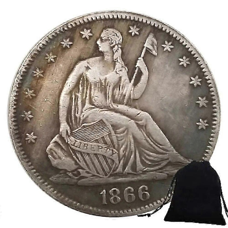 Luxury 1866 $Half-Dol. Funny Couple Art Coins Memorial Pocket Gift Coin Commemorative Morgan Dollar Good Luck Coin+Gift Bag