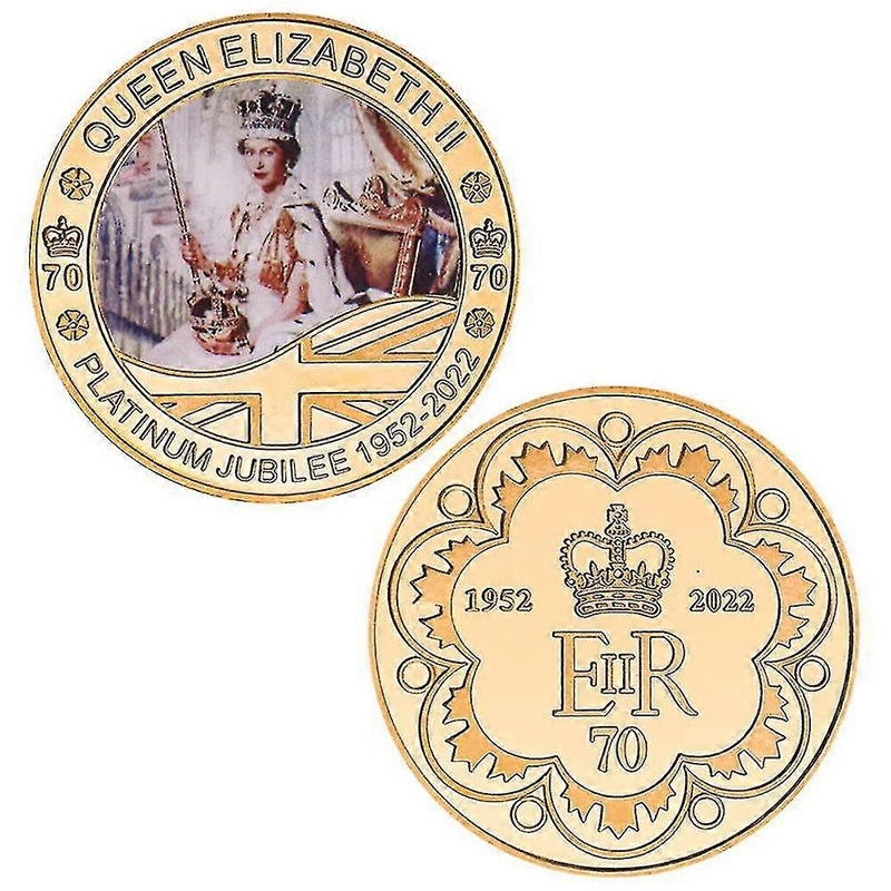 Queen Elizabeth Ii Platinum Jubilee Gold Plated Commemorative Coins Medals Collection Gift