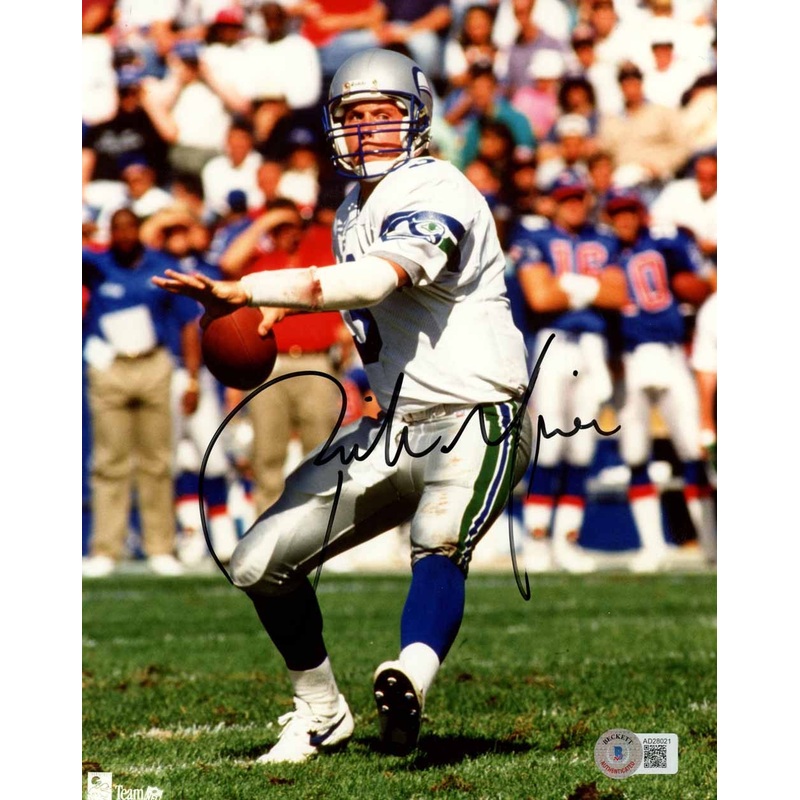 Rick Mirer Autographed/Signed Seattle Seahawks 8×10 Photo Beckett 51108