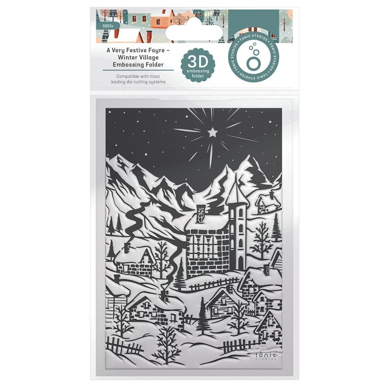 S25 Tonic Studios 3D Embossing Folder A Very Festive Fayre Winter Village