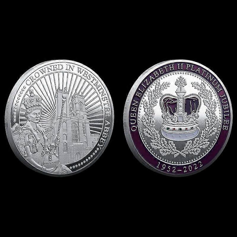 [] The UK Queen Elizabeth II Commemorative Coin Crowned In Westminster Abbey Souvenir Coin Platinum Jubilee 1952-2022