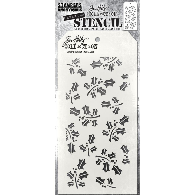 Tim Holtz Layered Stencil 4.125X8.5 Hollyberry