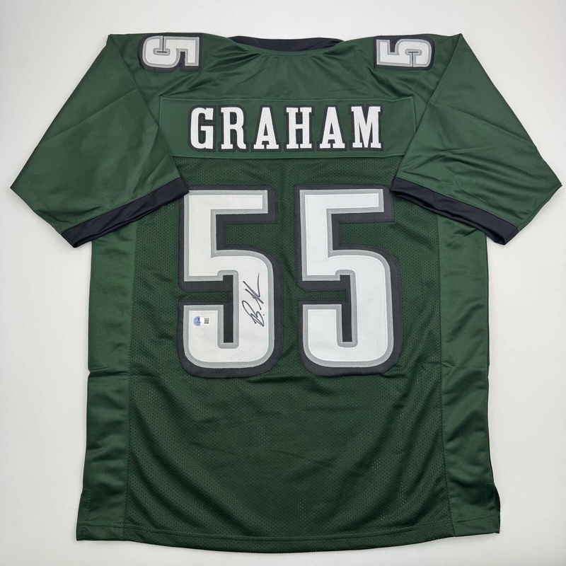 Autographed/Signed Brandon Graham Philadelphia Green Football Jersey Beckett BAS