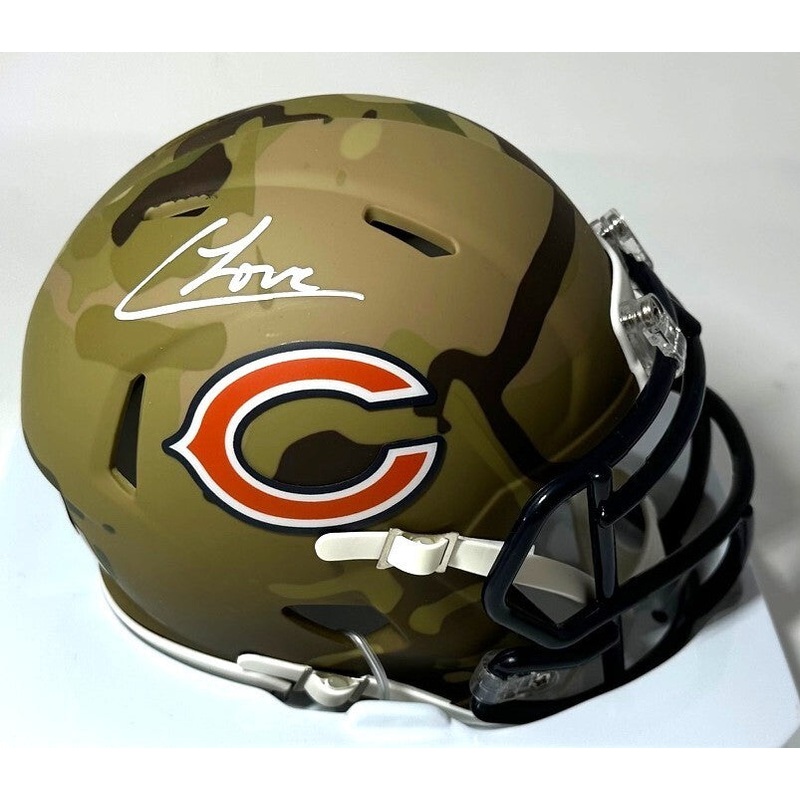 Bears COLSTON LOVELAND Signed Riddell CAMO Speed Mini Helmet AUTO – BAS