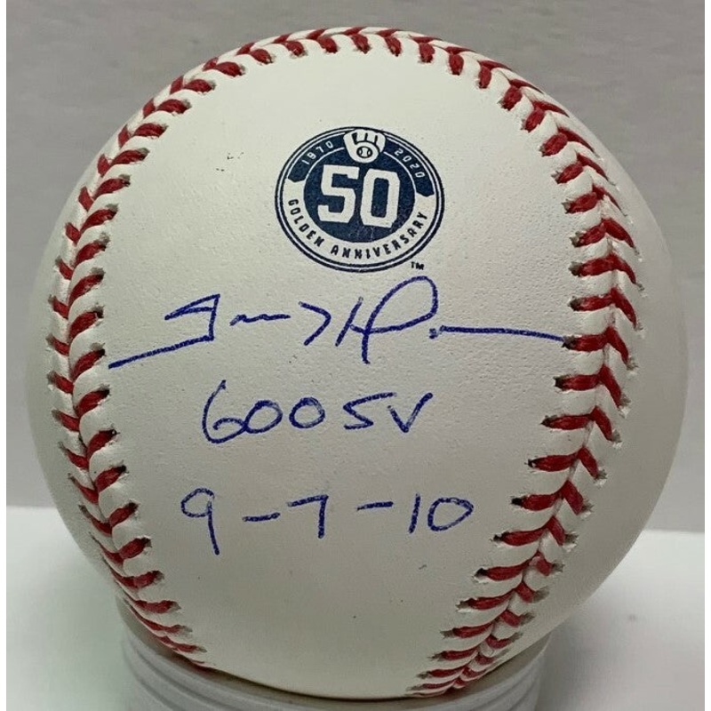 Brewers TREVOR HOFFMAN Signed 50th Anniversary LOGO Baseball w/ script AUTO JSA