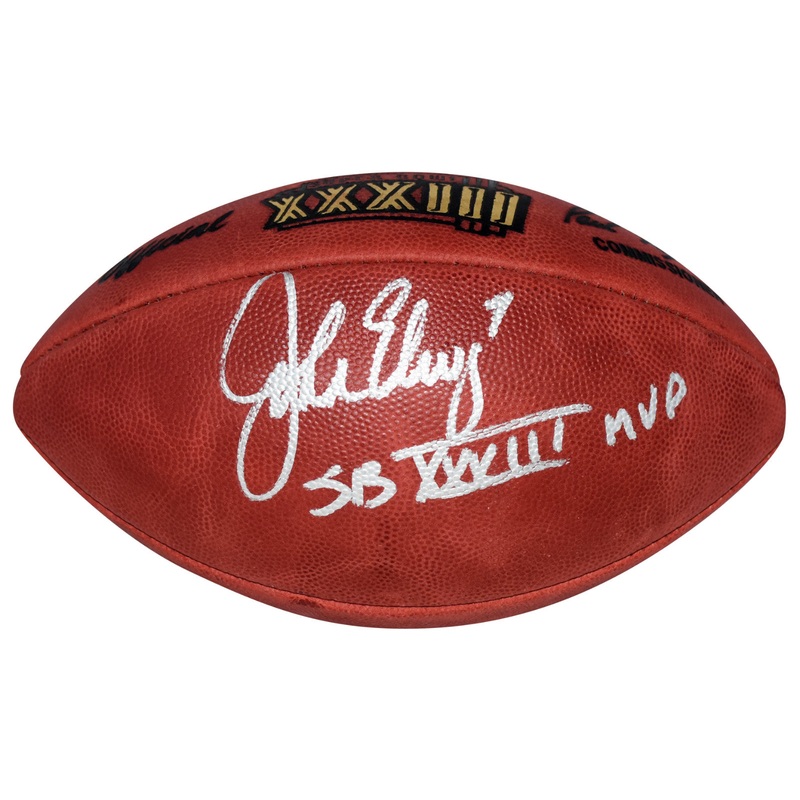JOHN ELWAY SIGNED DENVER BRONCOS WILSON SUPER BOWL 33 FOOTBALL W/ SB XXXIII MVP