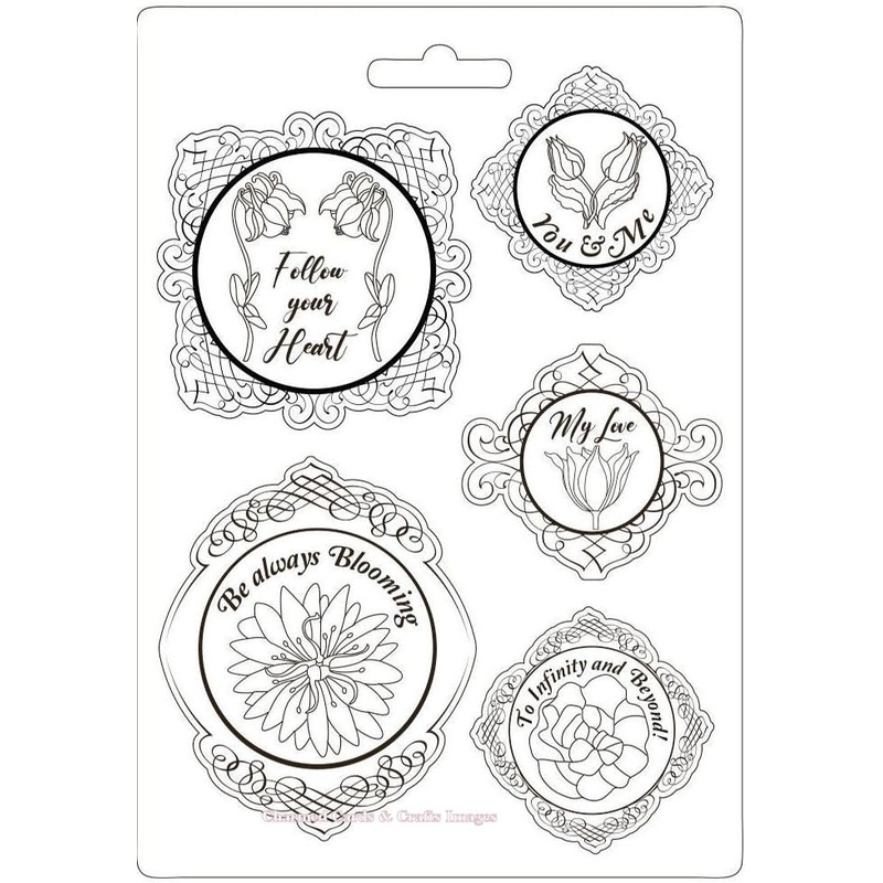 Stamperia Soft Mould A4 Garden Of Promises Frame With Flowers